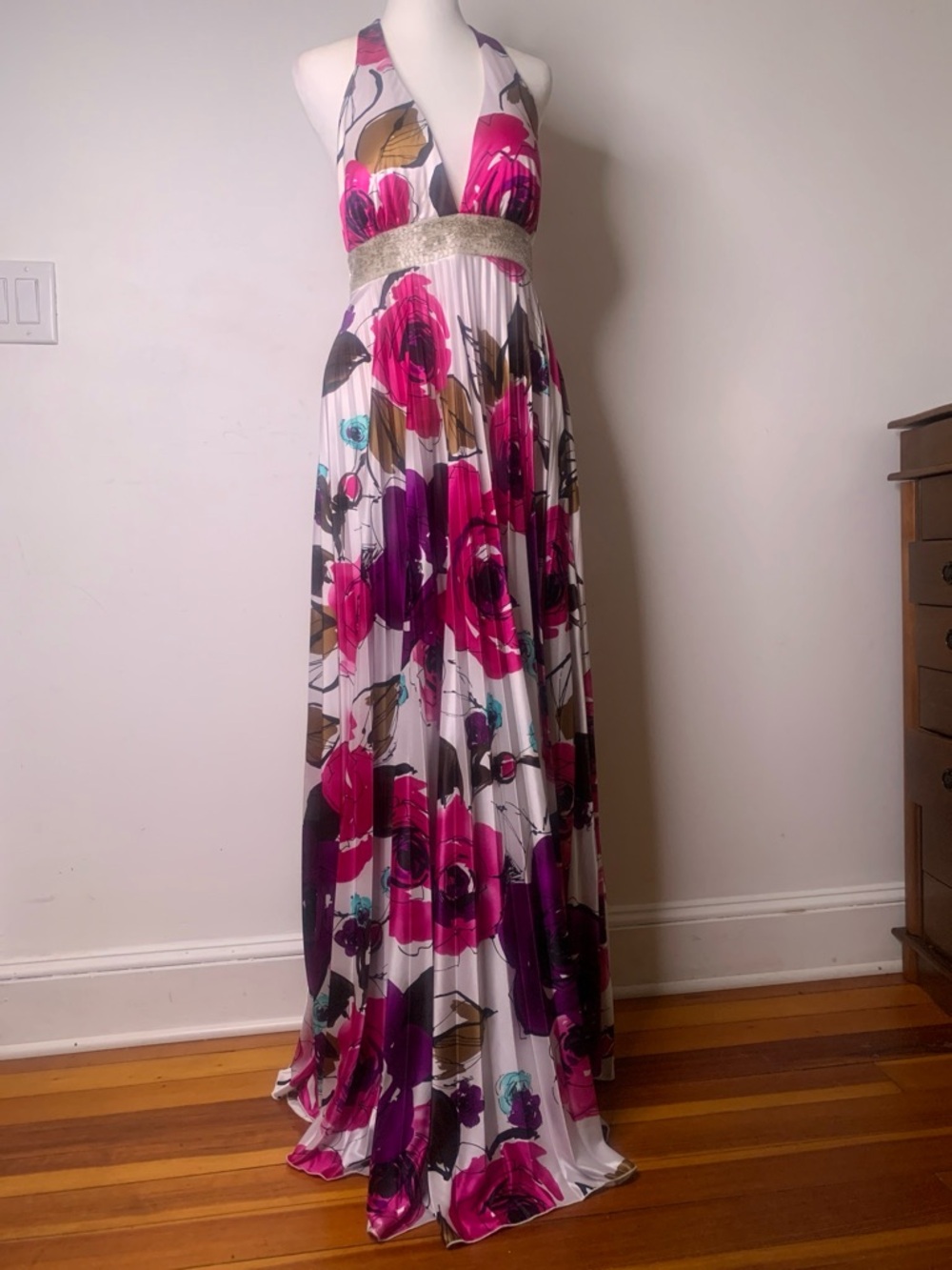 Floral Halter pleaded Dress
